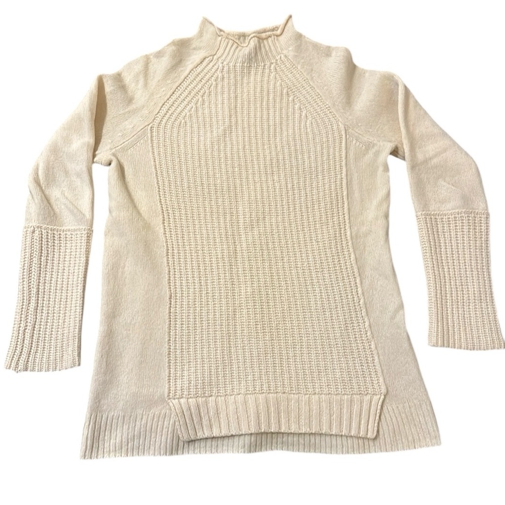 JCrew Mock Neck Cream/Ivory Wool Sweater